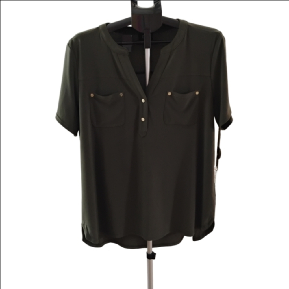 🚨5/$25🚨Jones New York Women's XL Dark Green Yop With Gold Button